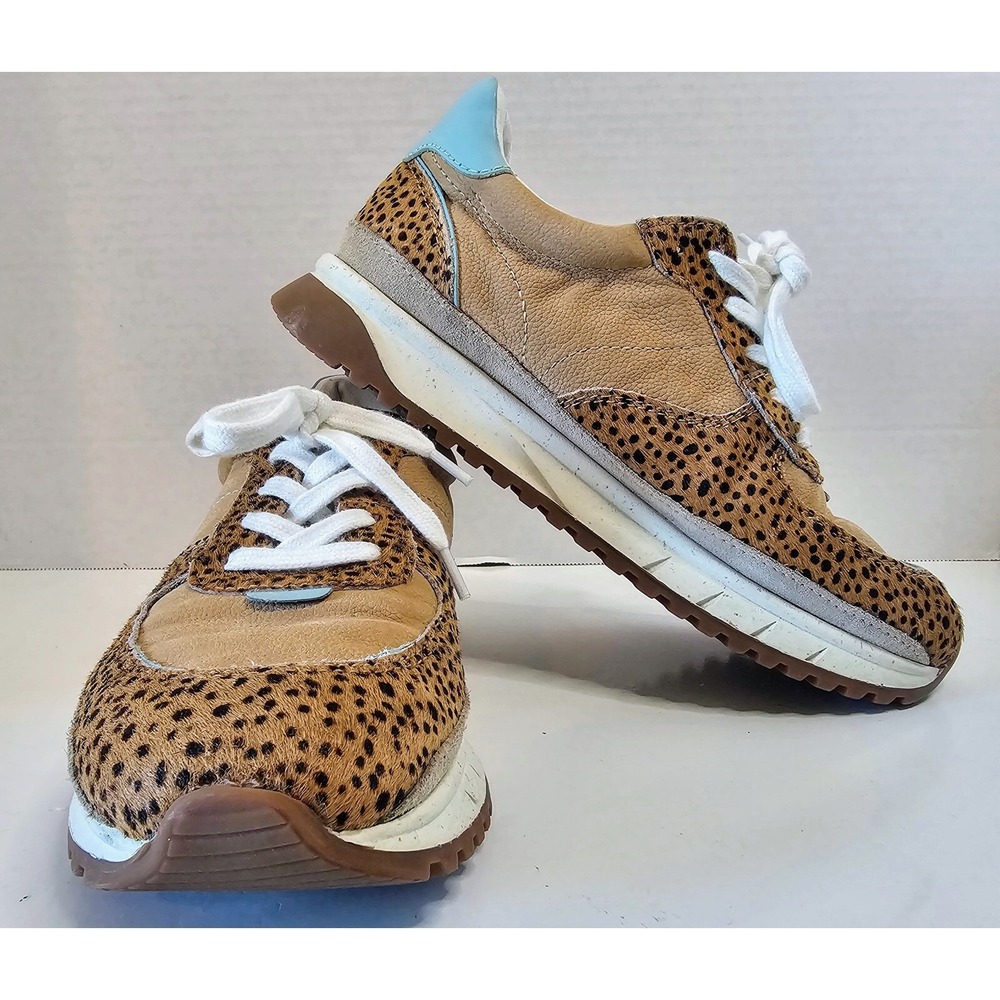 Madewell Kickoff Trainer In Leopard Spot Dot Calf Hair And Beige Nubuck SZ 6.5
